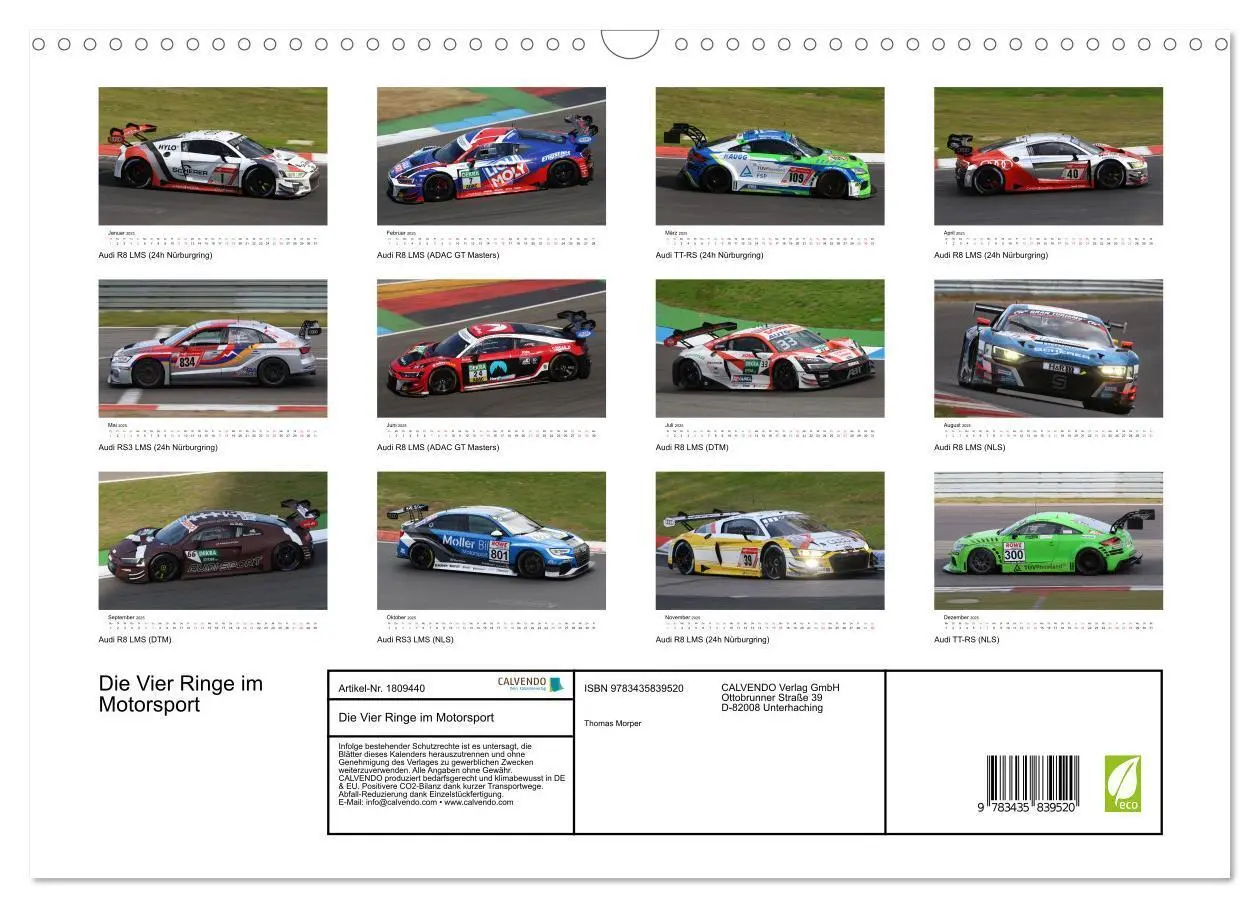 Bild: 9783435839520 | Die Vier Ringe im Motorsport (Wandkalender 2025 DIN A3 quer),...