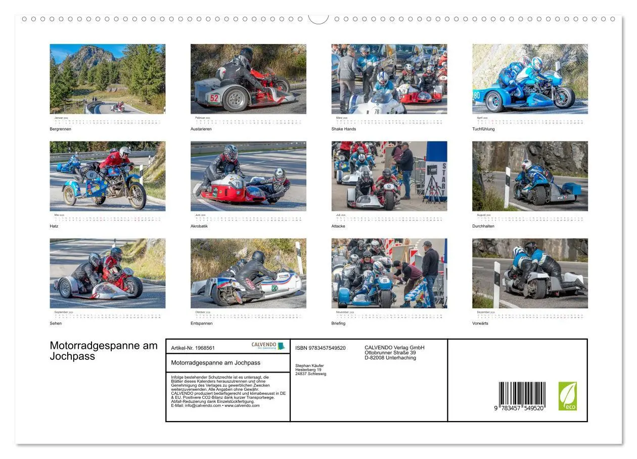 Bild: 9783457549520 | Motorradgespanne am Jochpass (hochwertiger Premium Wandkalender...