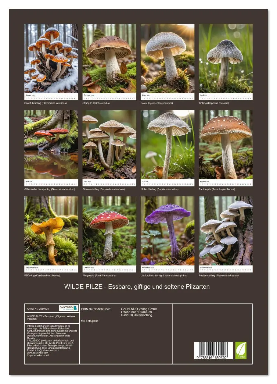 Bild: 9783516639520 | WILDE PILZE - Essbare, giftige und seltene Pilzarten (Wandkalender...
