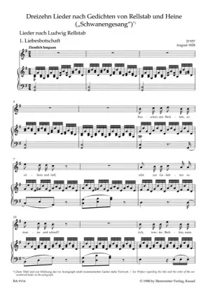 Bild: 9790006529520 | Schwanengesang D 957 / D 965 A, Gesang und Klavier, hoch | Schubert