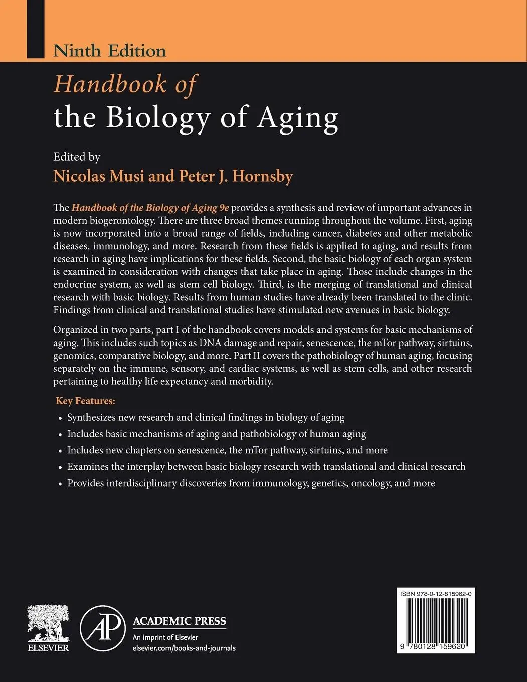 Rückseite: 9780128159620 | Handbook of the Biology of Aging | Nicolas Musi (u. a.) | Taschenbuch