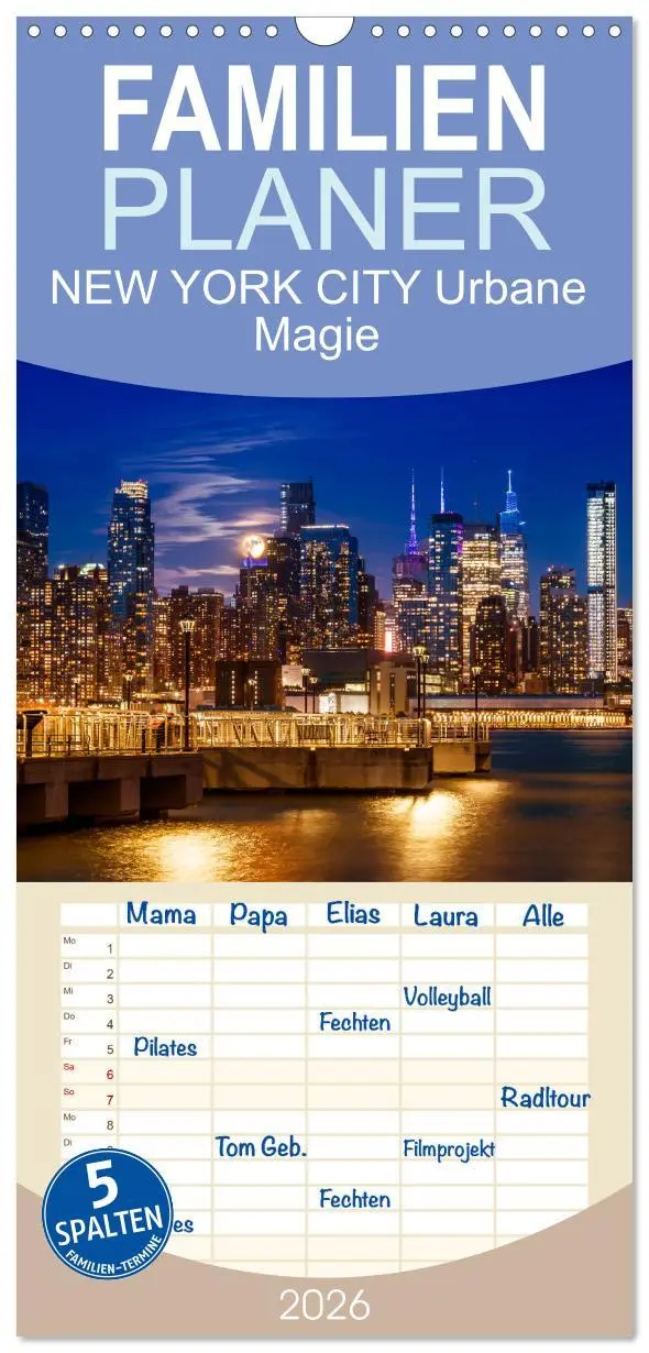 Cover: 9783516489620 | Familienplaner 2026 - NEW YORK CITY Urbane Magie mit 5 Spalten...