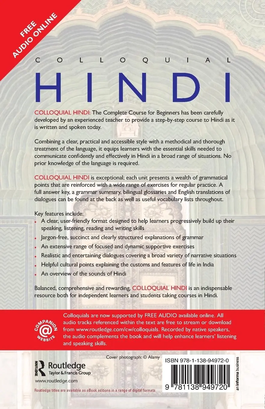 Rückseite: 9781138949720 | Colloquial Hindi | The Complete Course for Beginners | Tej K Bhatia