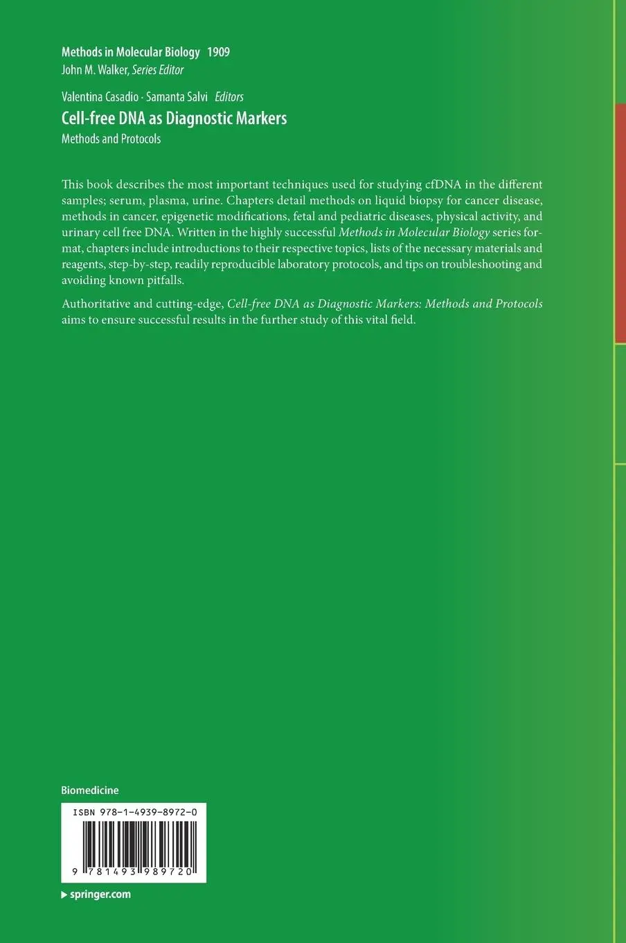 Rückseite: 9781493989720 | Cell-free DNA as Diagnostic Markers | Methods and Protocols | Buch | x