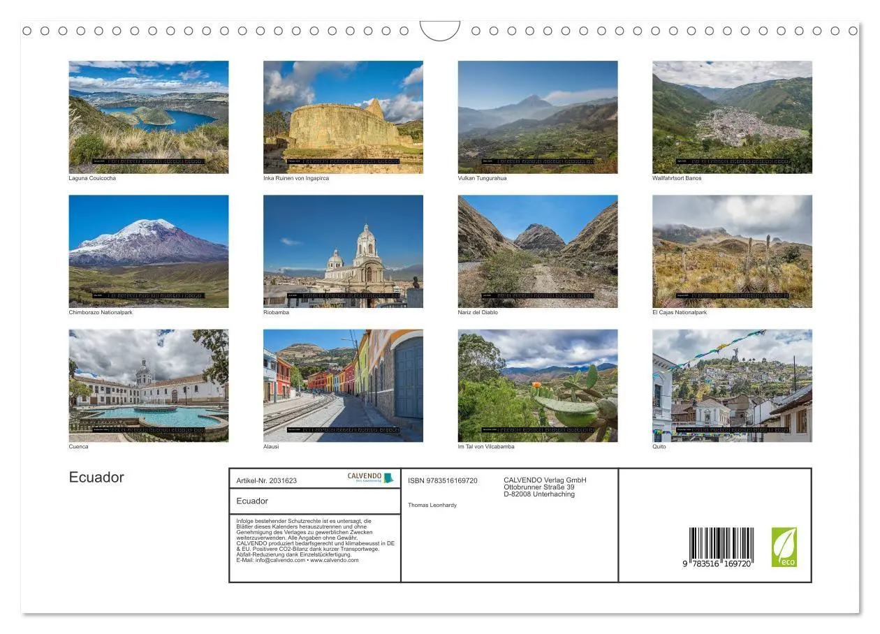 Bild: 9783516169720 | Ecuador (Wandkalender 2026 DIN A3 quer), CALVENDO Monatskalender