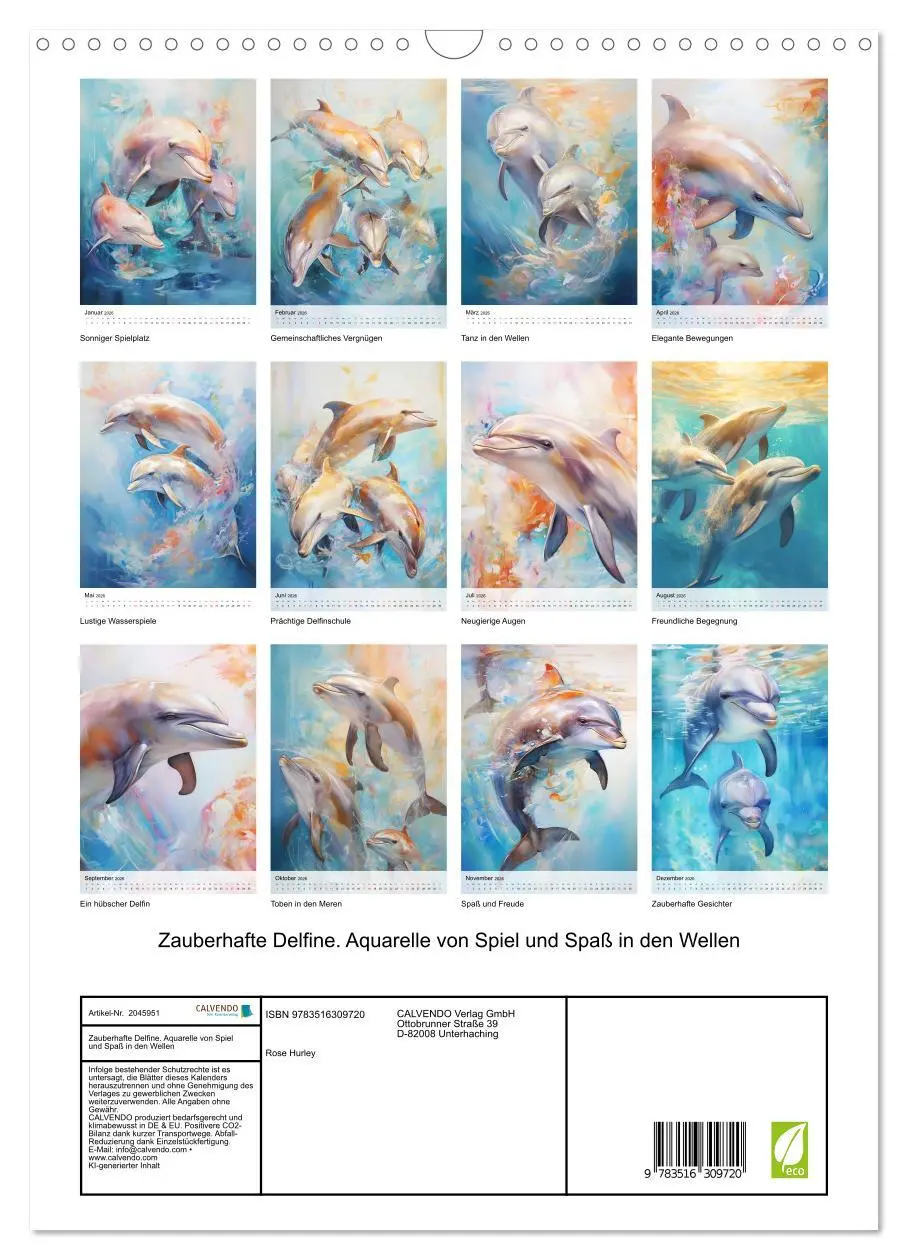 Bild: 9783516309720 | Zauberhafte Delfine. Aquarelle von Spiel und Spaß in den Wellen...