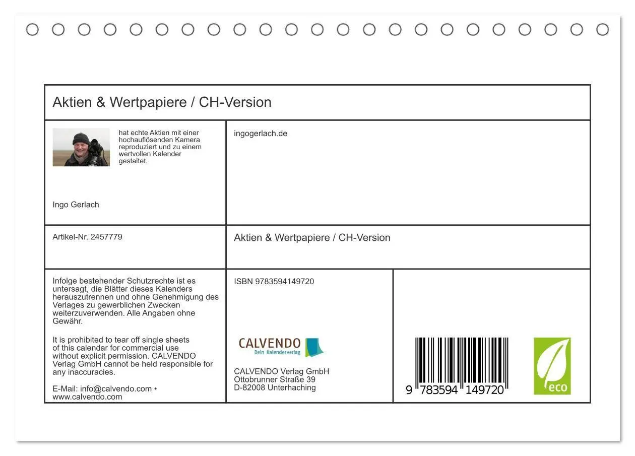 Bild: 9783594149720 | Aktien &amp; Wertpapiere / CH-Version (Tischkalender 2027 DIN A5 quer),...