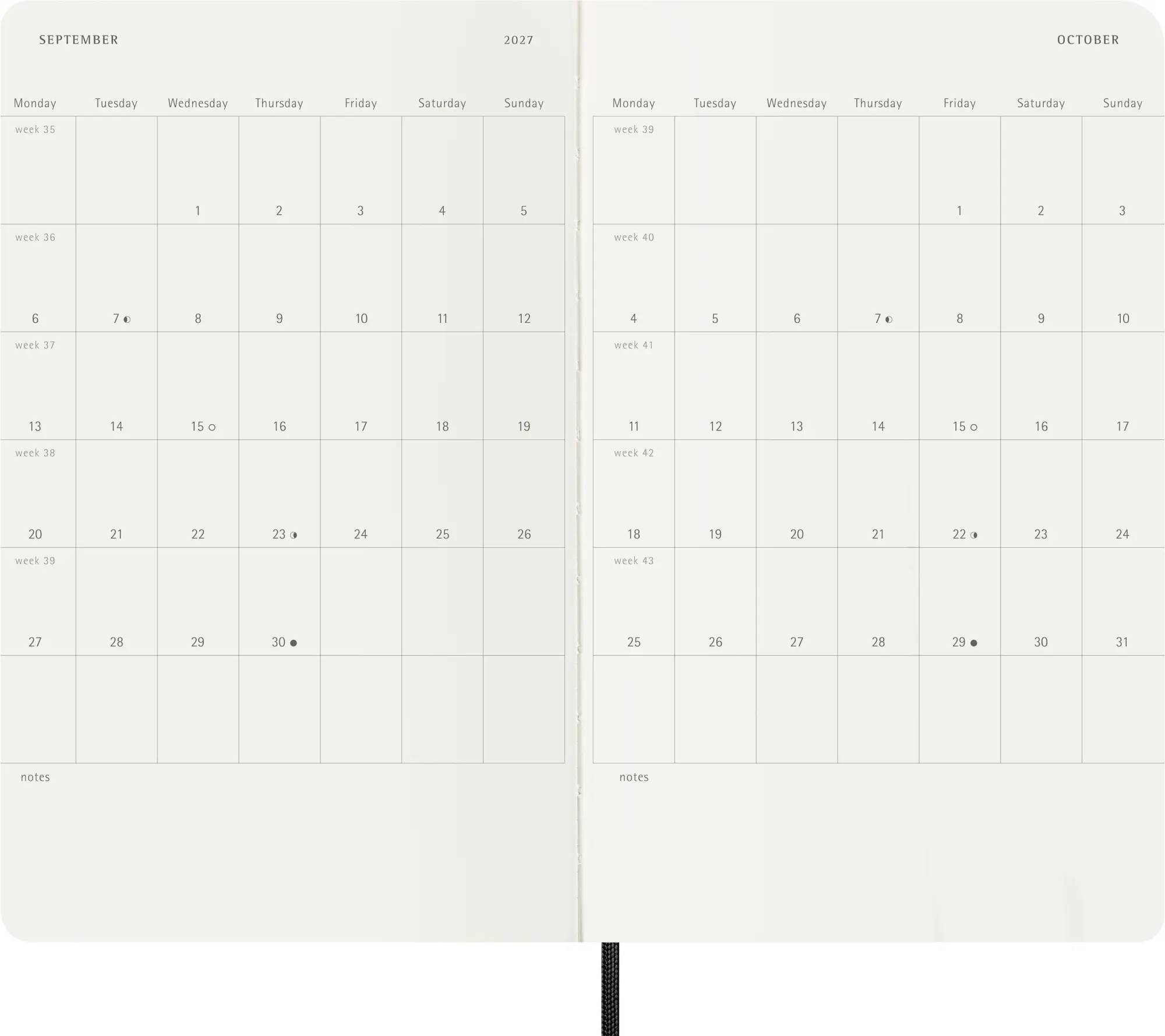 Bild: 8056999279820 | Moleskine 18 Monate Wochenkalender 2026/2027, L/A5, 1 Wo = 1 Seite,...