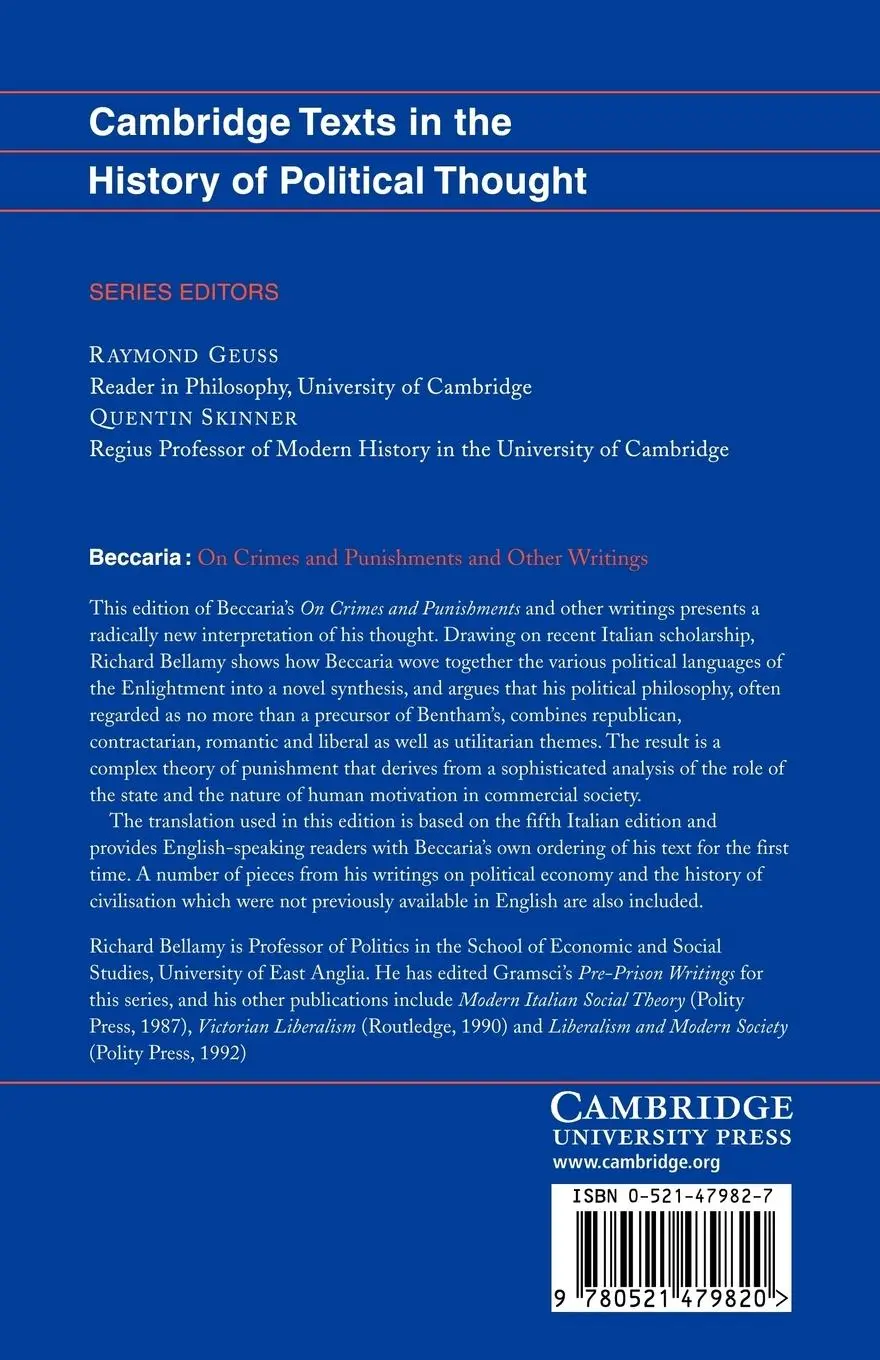 Rückseite: 9780521479820 | Beccaria | 'on Crimes and Punishments' and Other Writings | Beccaria