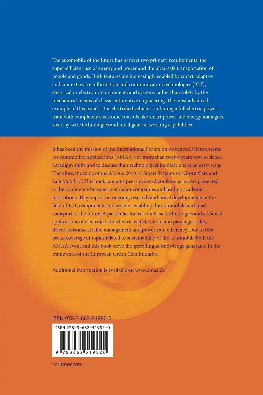 Rückseite: 9783662519820 | Advanced Microsystems for Automotive Applications 2010 | Taschenbuch
