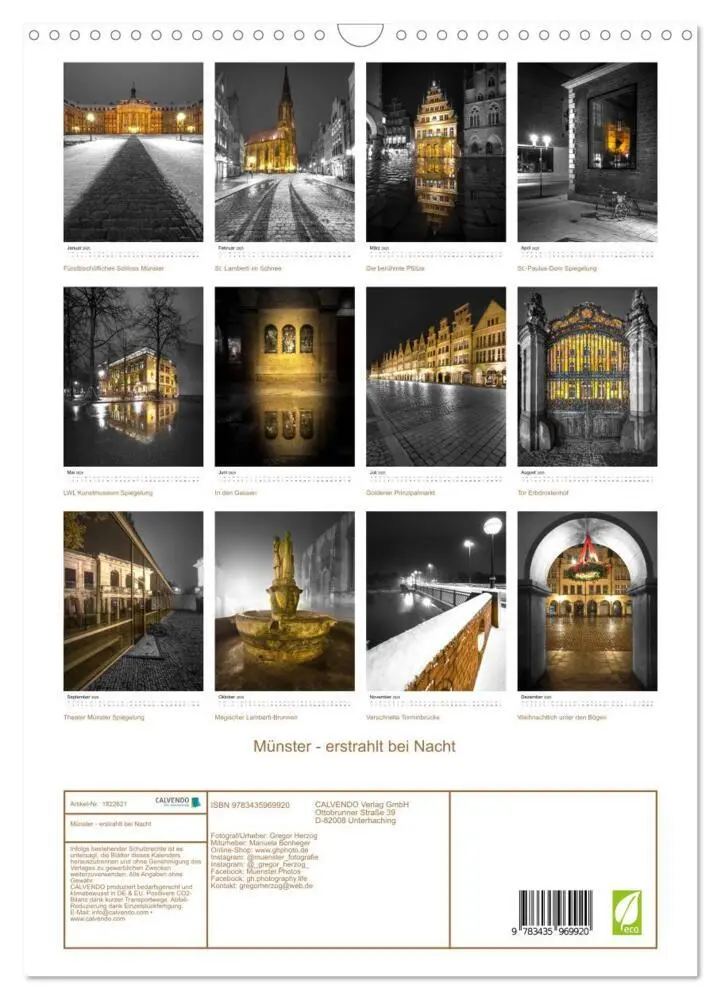 Bild: 9783435969920 | Münster - erstrahlt bei Nacht (Wandkalender 2025 DIN A3 hoch),...