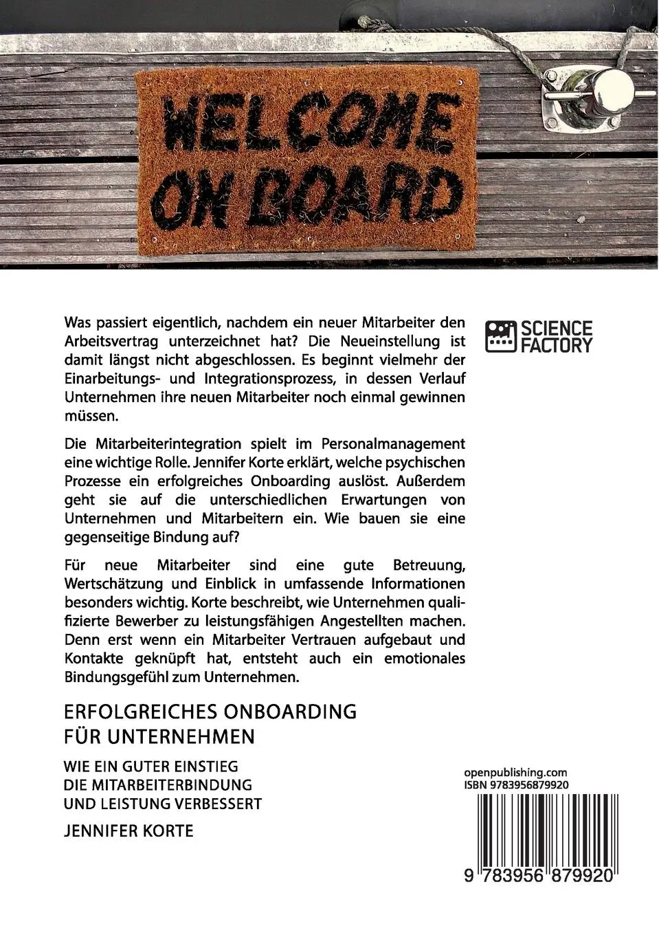 Rückseite: 9783956879920 | Erfolgreiches Onboarding für Unternehmen. Wie ein guter Einstieg...