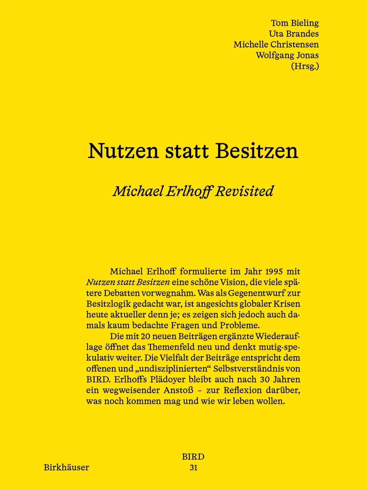 Cover: 9783035630121 | Nutzen statt Besitzen | Michael Erlhoff Revisited | Brandes (u. a.)