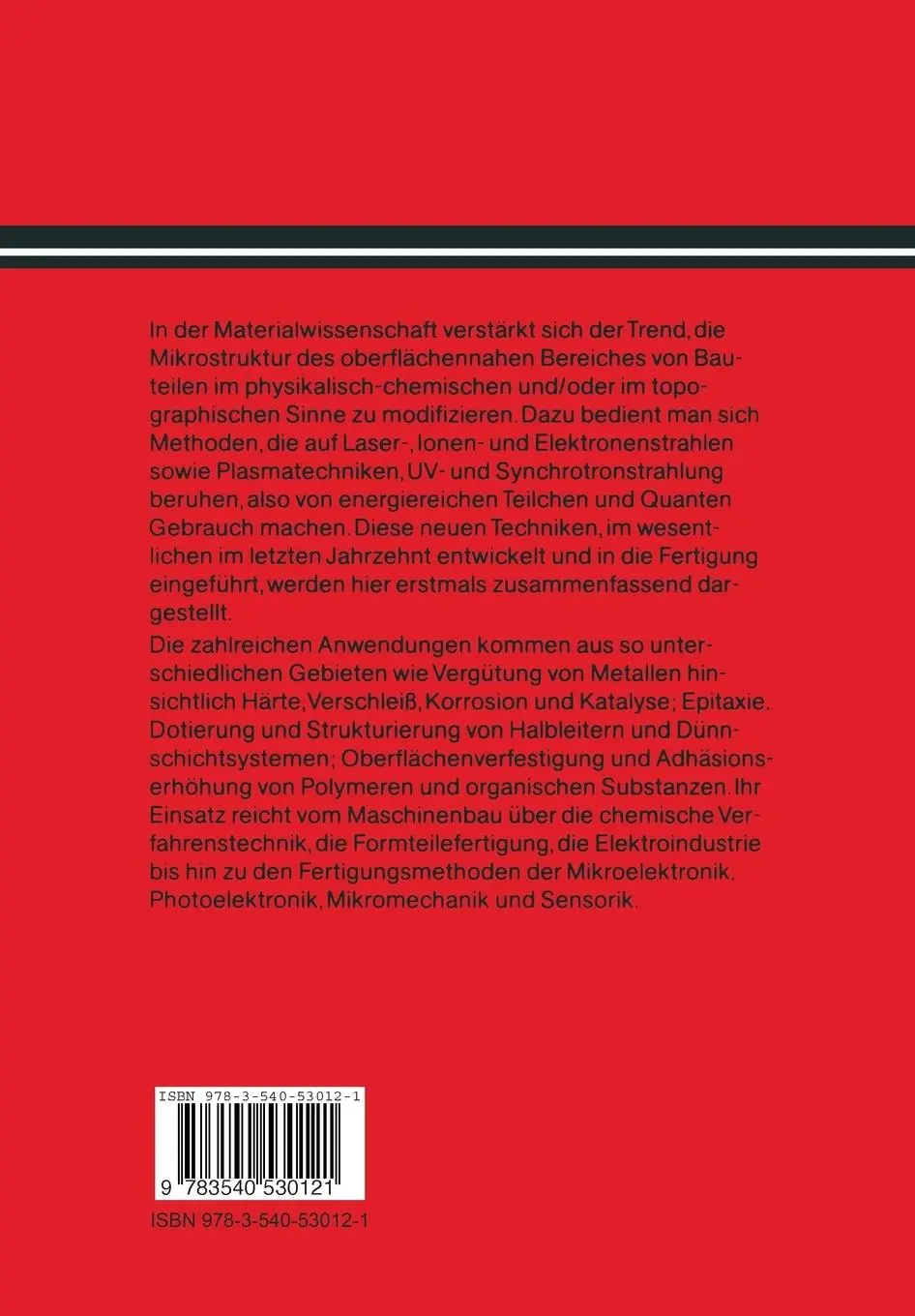 Rückseite: 9783540530121 | Oberflächen- und Dünnschicht-Technologie | Rene A. Haefer | Buch | xv