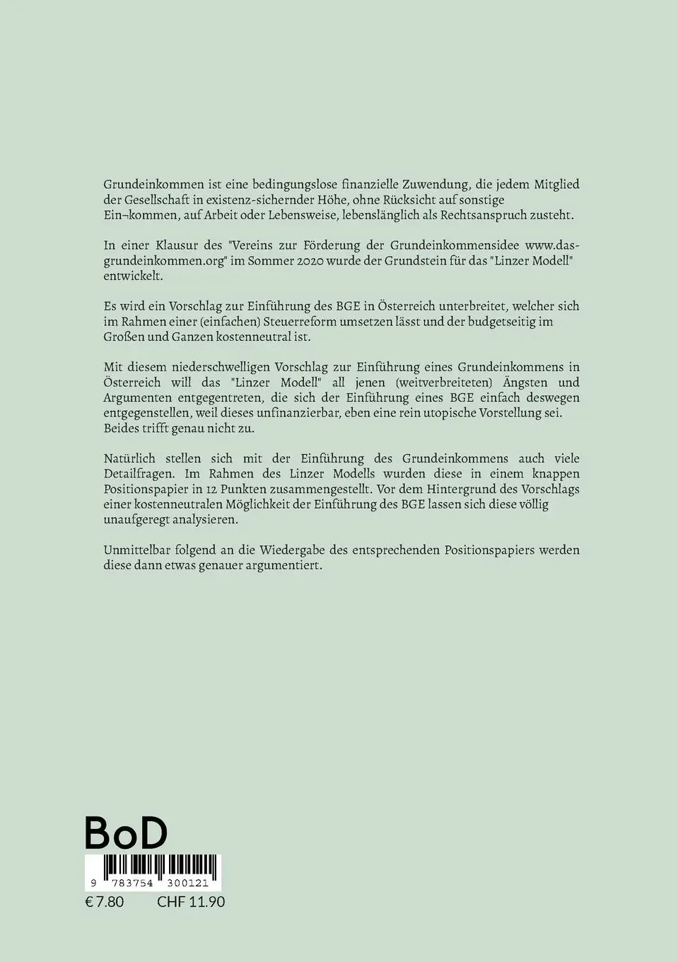 Rückseite: 9783754300121 | Das Linzer Modell für ein Bedingungsloses Grundeinkommen | Ettl | Buch