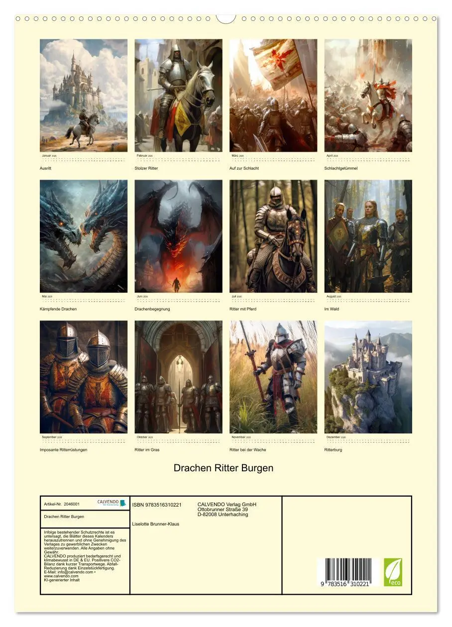 Bild: 9783516310221 | Drachen Ritter Burgen (hochwertiger Premium Wandkalender 2026 DIN...