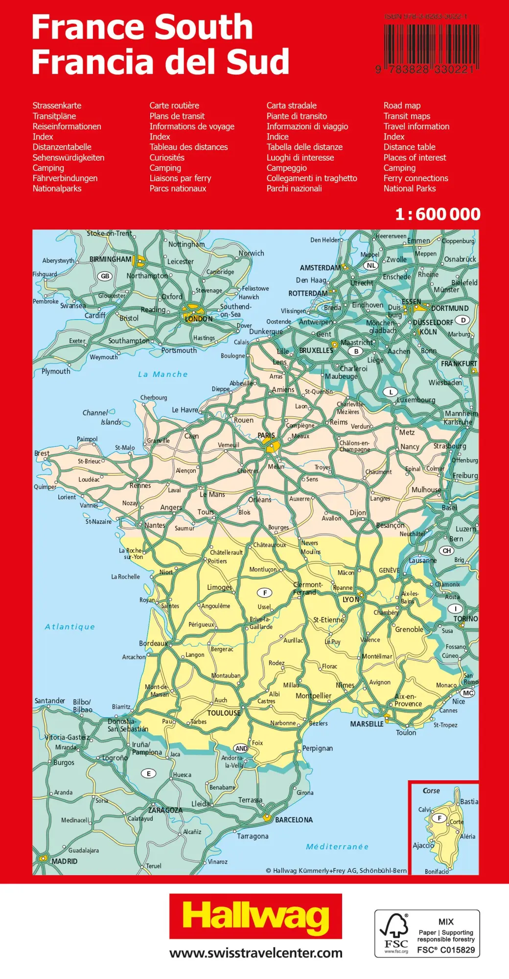 Rückseite: 9783828330221 | Hallwag Strassenkarte Frankreich Süd 1:600.000 | (Land-)Karte | 2025