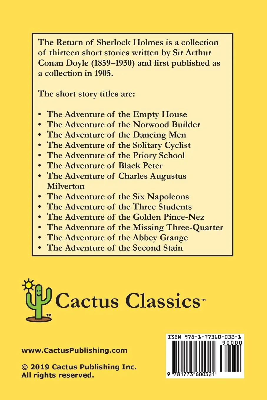 Rückseite: 9781773600321 | The Return of Sherlock Holmes (Cactus Classics Large Print) | Buch