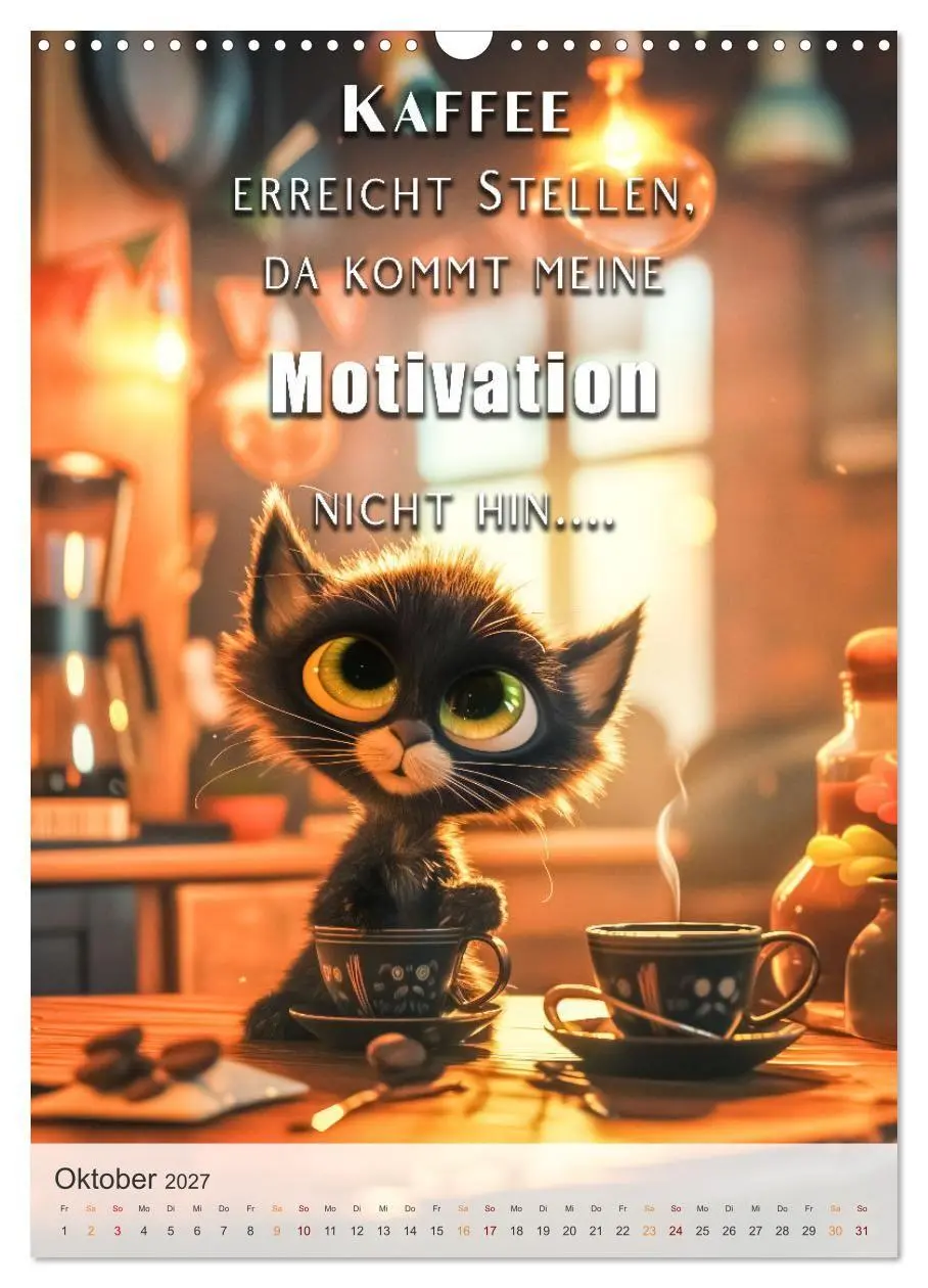 Bild: 9783569180321 | Kaffee-Katzen (Wandkalender 2027 DIN A3 hoch), CALVENDO Monatskalender