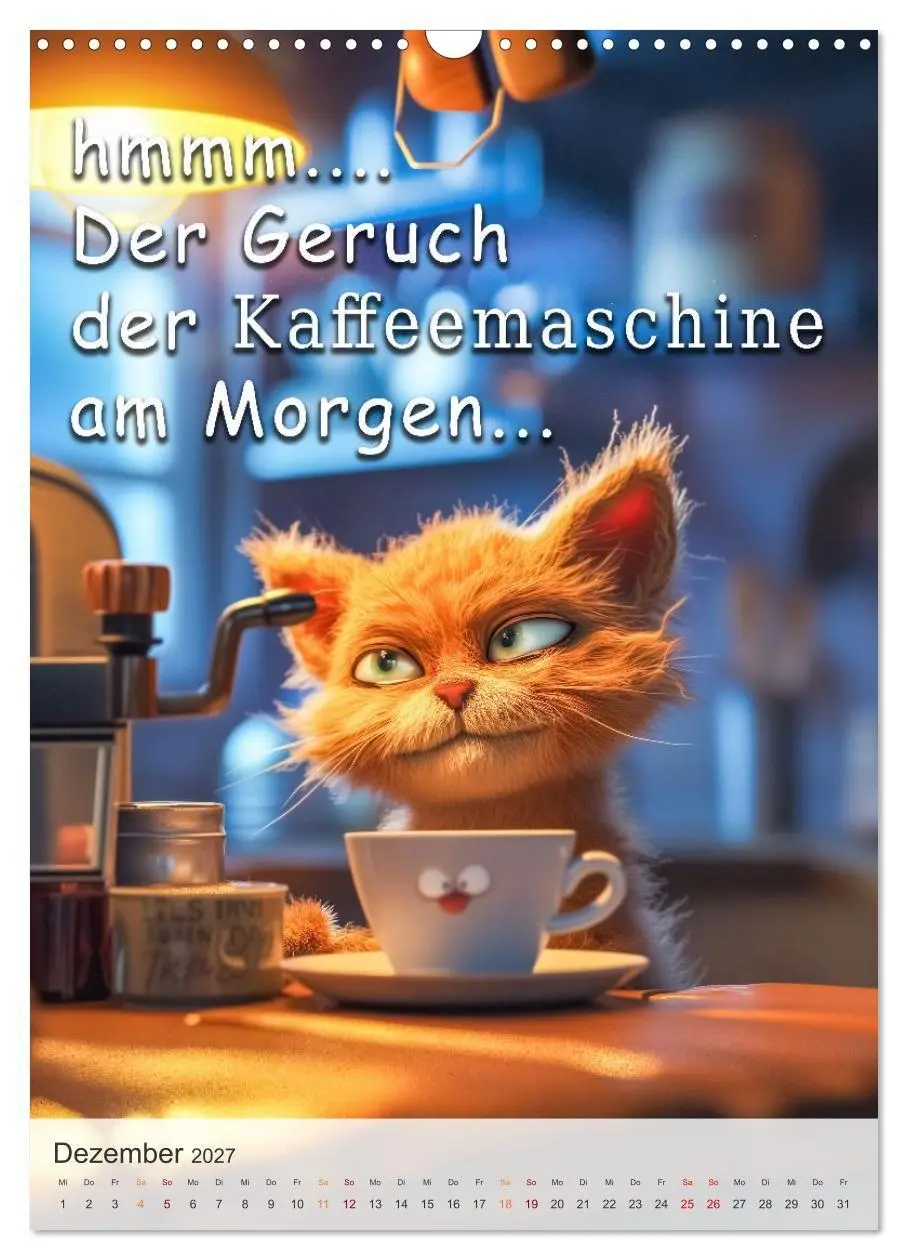 Bild: 9783569180321 | Kaffee-Katzen (Wandkalender 2027 DIN A3 hoch), CALVENDO Monatskalender