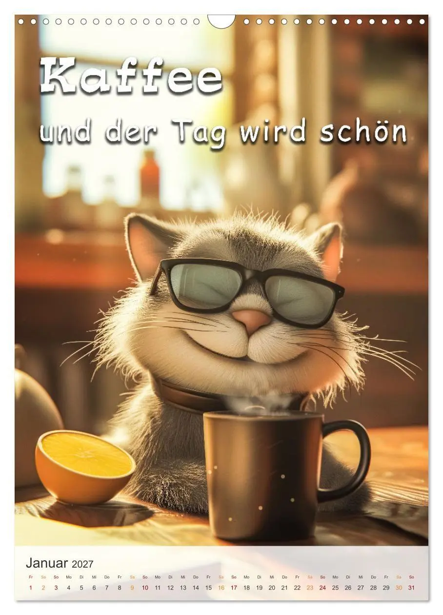 Bild: 9783569180321 | Kaffee-Katzen (Wandkalender 2027 DIN A3 hoch), CALVENDO Monatskalender