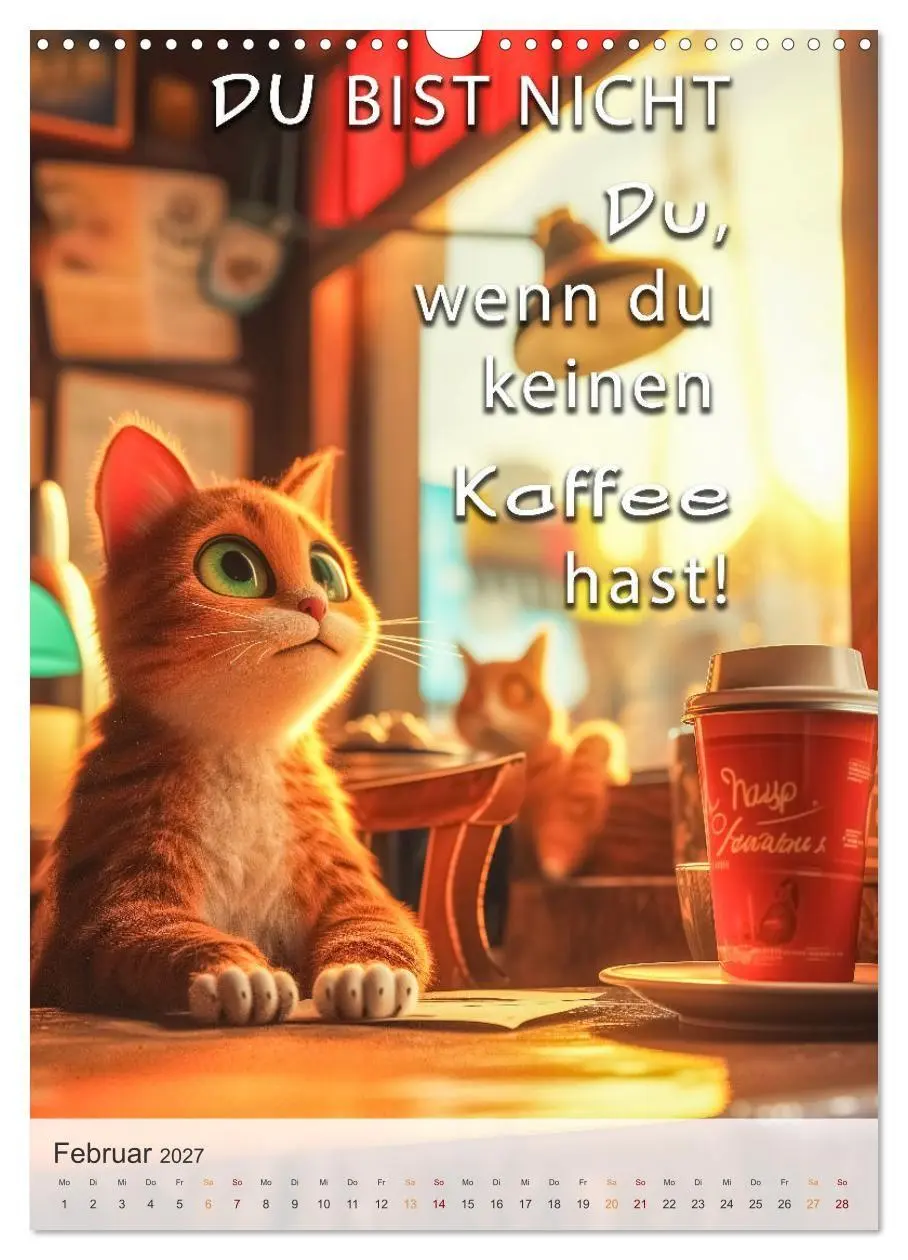 Bild: 9783569180321 | Kaffee-Katzen (Wandkalender 2027 DIN A3 hoch), CALVENDO Monatskalender