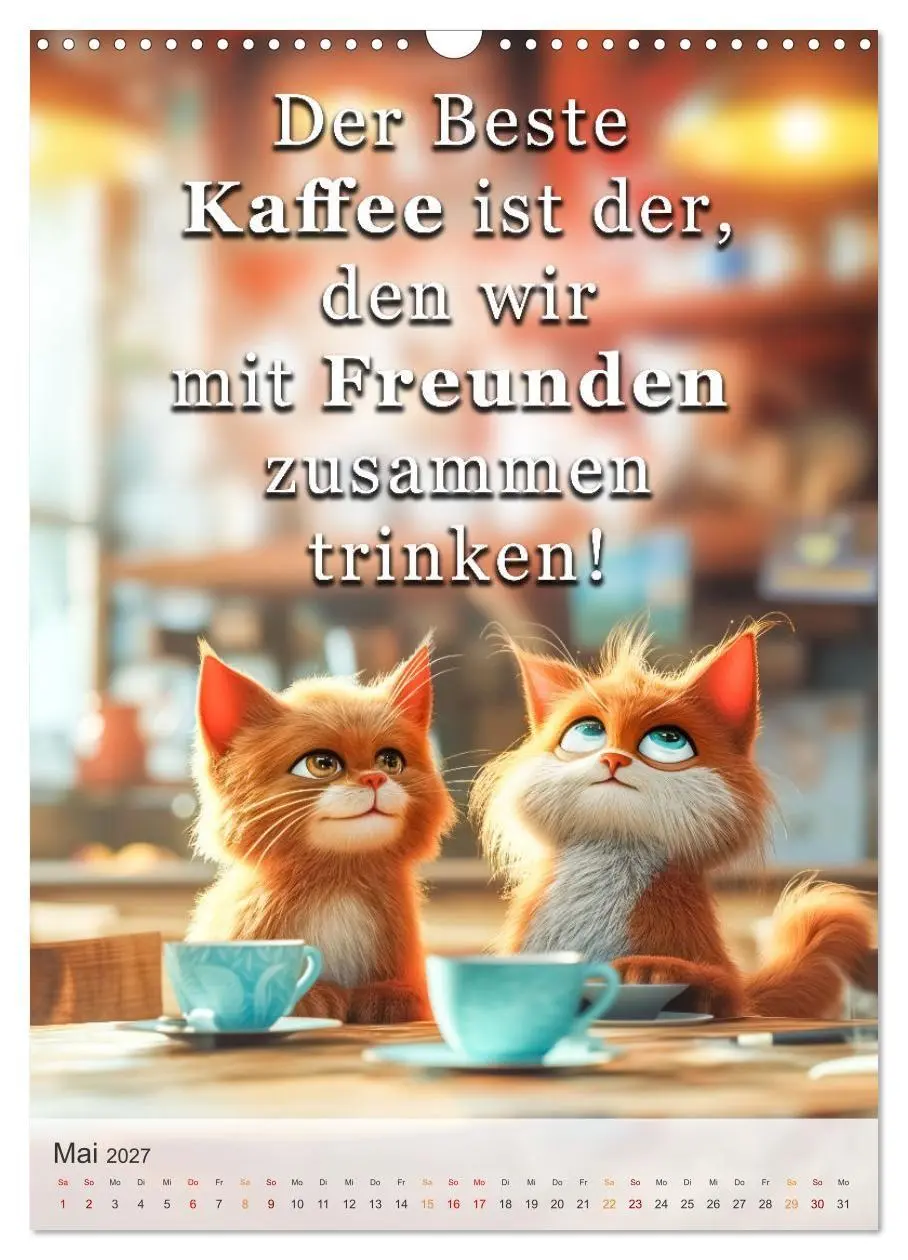 Bild: 9783569180321 | Kaffee-Katzen (Wandkalender 2027 DIN A3 hoch), CALVENDO Monatskalender