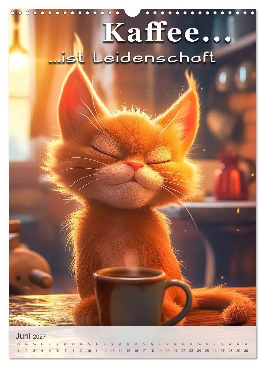 Bild: 9783569180321 | Kaffee-Katzen (Wandkalender 2027 DIN A3 hoch), CALVENDO Monatskalender
