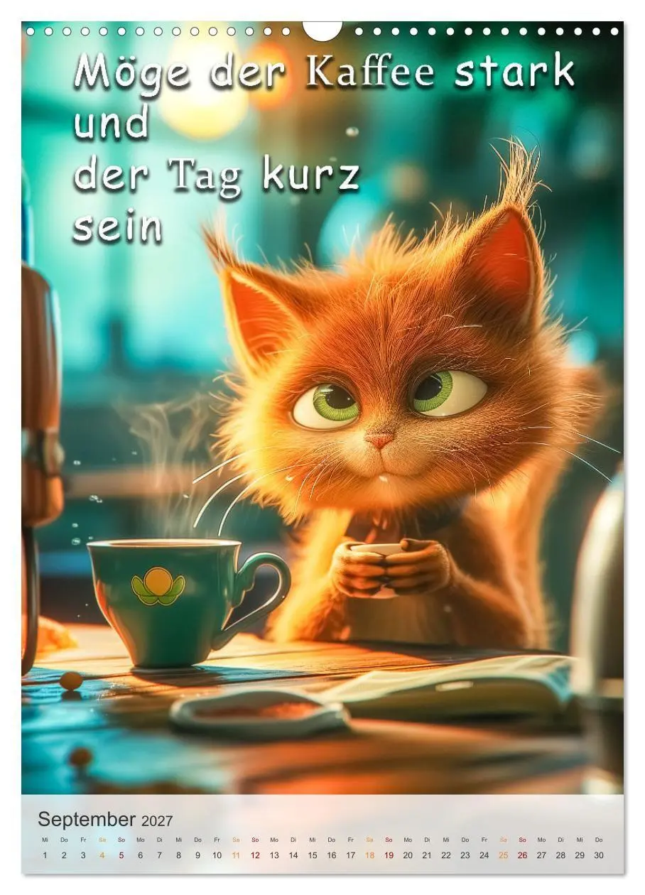 Bild: 9783569180321 | Kaffee-Katzen (Wandkalender 2027 DIN A3 hoch), CALVENDO Monatskalender