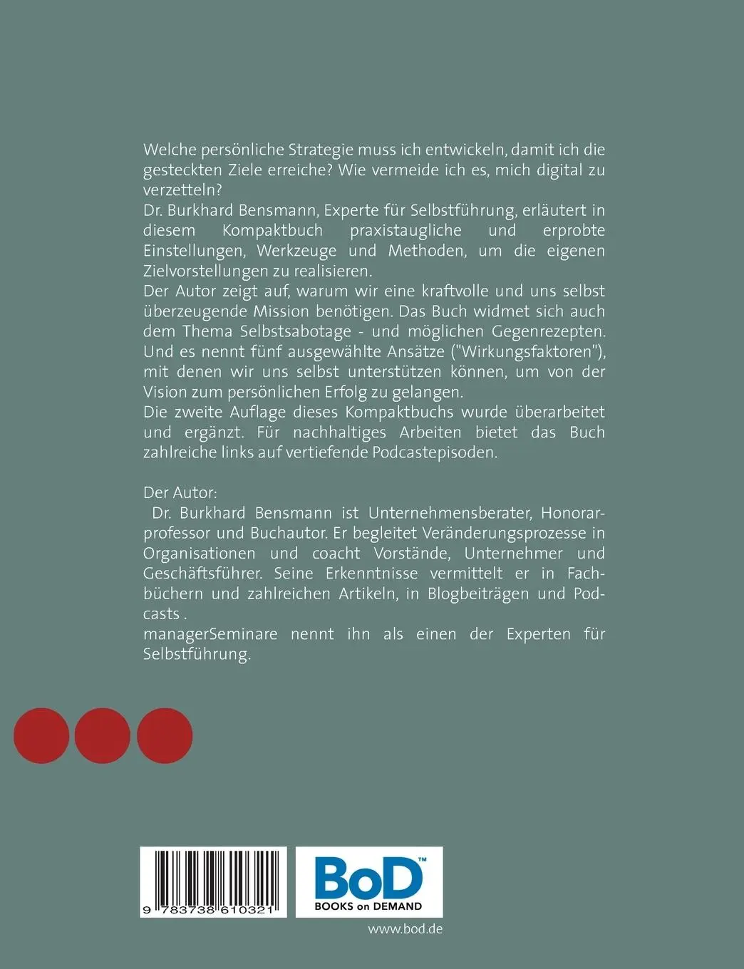 Rückseite: 9783738610321 | Von der Vision zum persönlichen Erfolg | Burkhard Bensmann | Buch