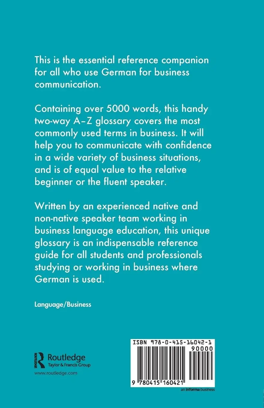 Rückseite: 9780415160421 | German/English Business Glossary | Paul Hartley (u. a.) | Taschenbuch