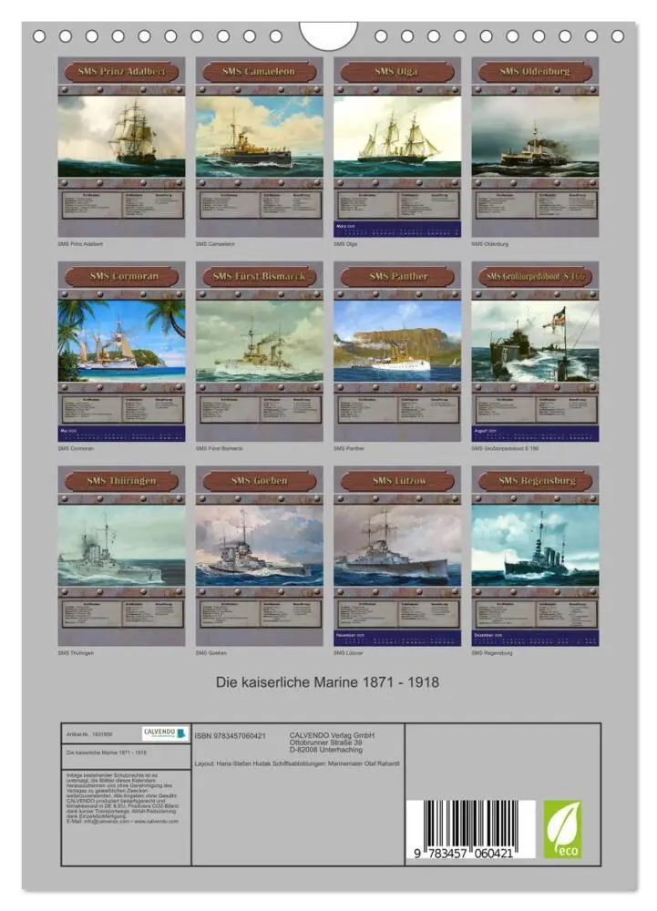 Bild: 9783457060421 | Die kaiserliche Marine 1871 - 1918 (Wandkalender 2025 DIN A4 hoch),...