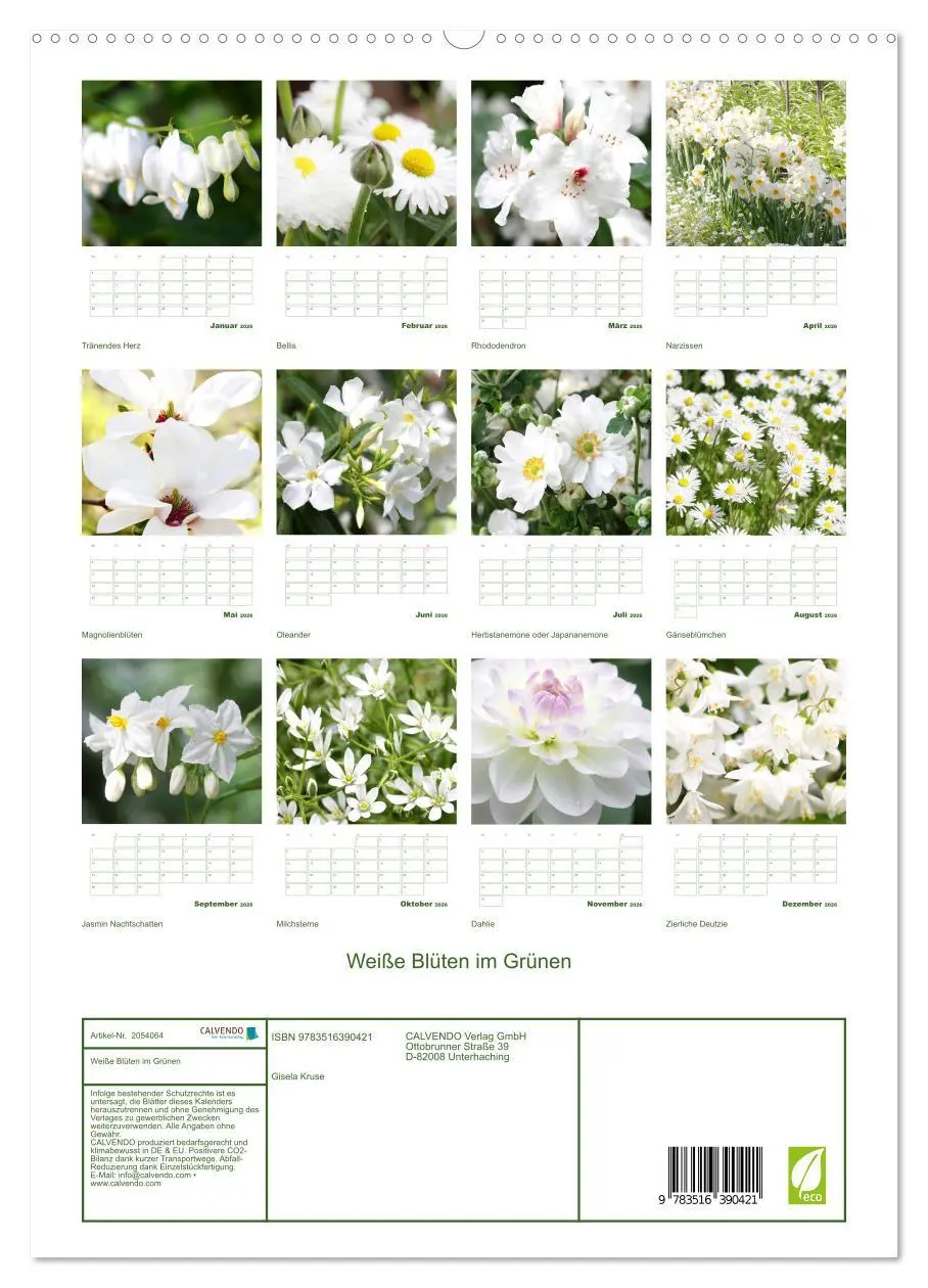 Bild: 9783516390421 | Weiße Blüten im Grünen (hochwertiger Premium Wandkalender 2026 DIN...