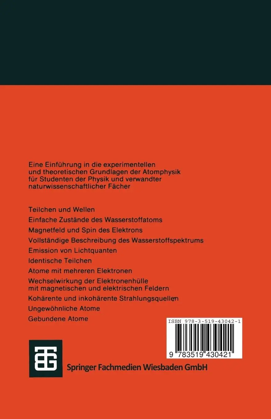 Rückseite: 9783519430421 | Atomphysik | Eine Einführung | Theo Mayer-Kuckuk | Taschenbuch | 1997