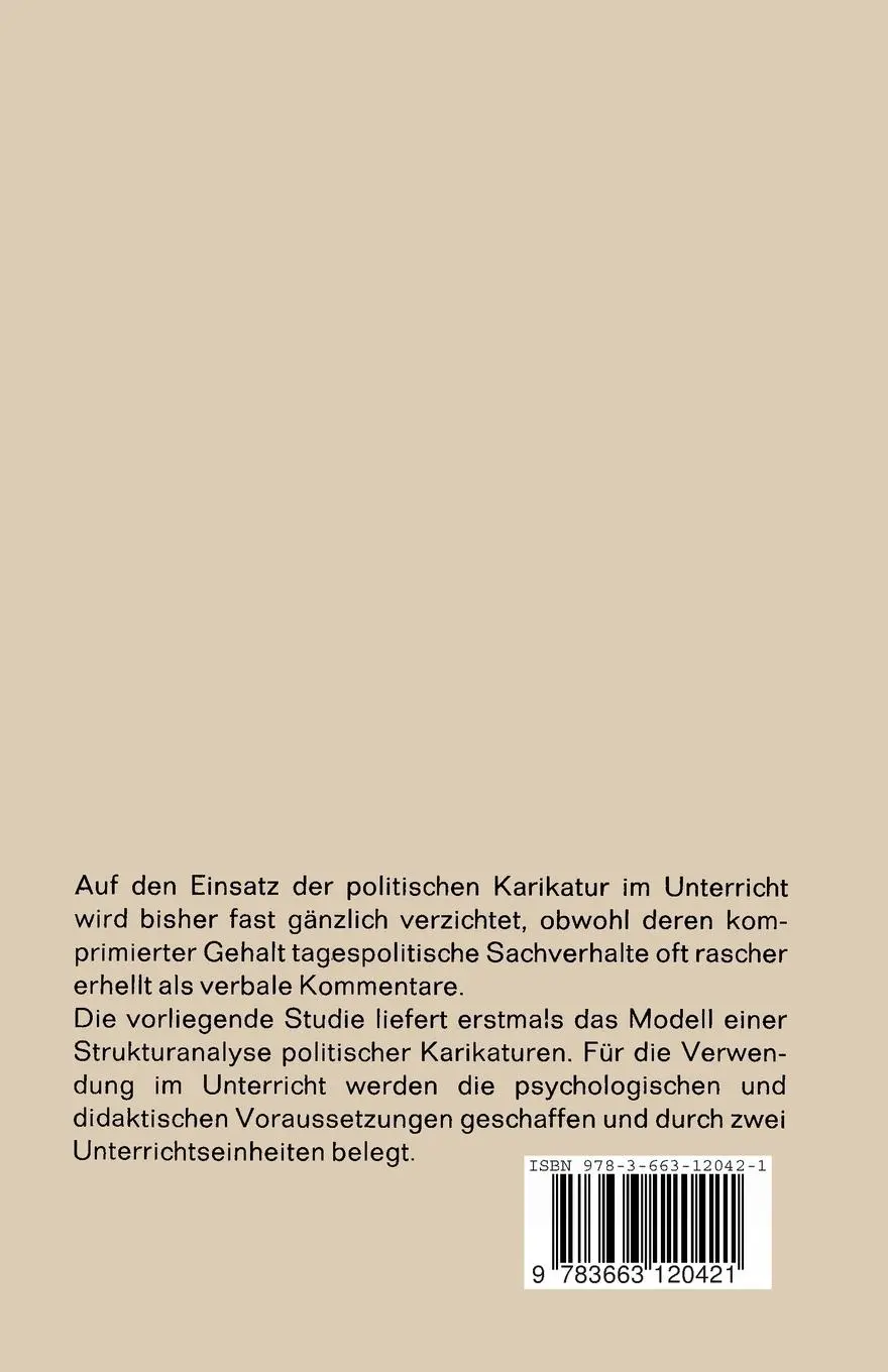Rückseite: 9783663120421 | Die Karikatur als Medium in der politischen Bildung | Werner Krüger