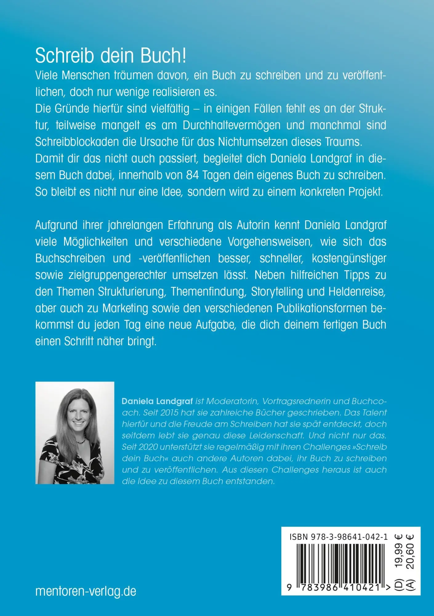 Rückseite: 9783986410421 | Dein Buch in zwölf Wochen | Daniela Landgraf | Taschenbuch | 223 S.