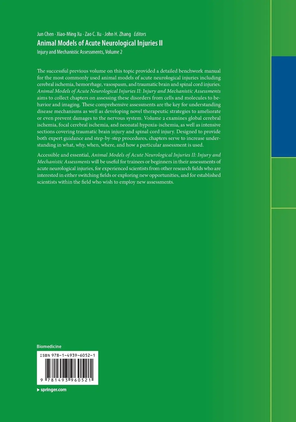 Rückseite: 9781493960521 | Animal Models of Acute Neurological Injuries II | Jun Chen (u. a.)