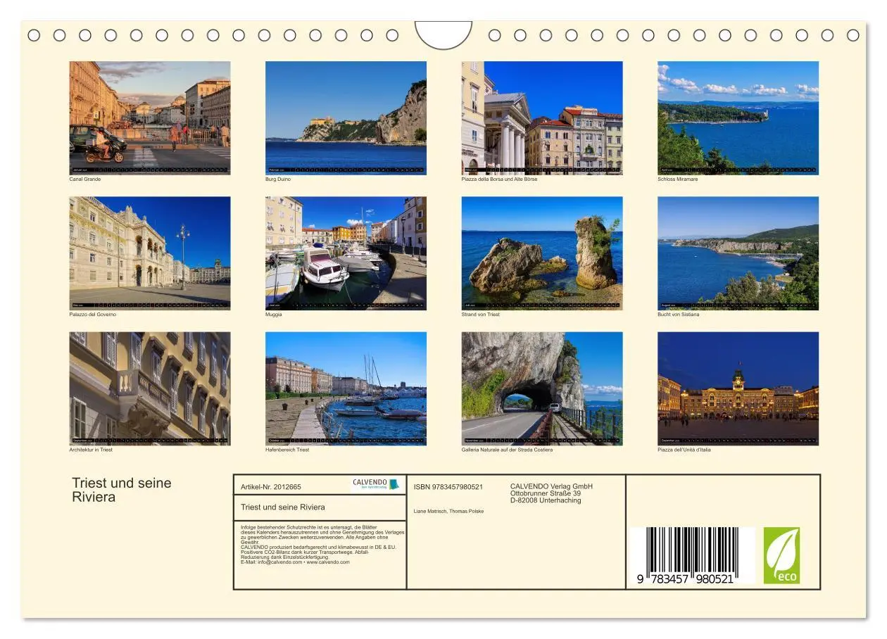 Bild: 9783457980521 | Triest und seine Riviera (Wandkalender 2026 DIN A4 quer), CALVENDO...