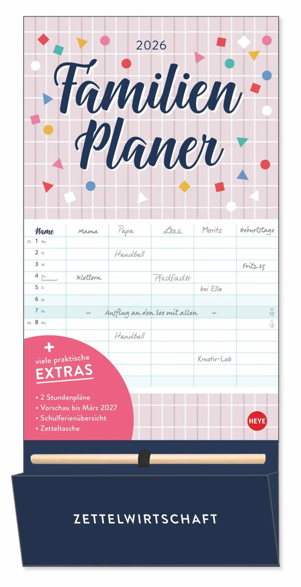 Cover: 9783756410521 | Familienplaner plus Tasche 2026 | Heye | Kalender | Spiralbindung