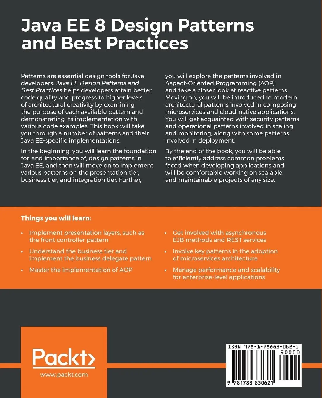 Rückseite: 9781788830621 | Java EE 8 Design Patterns and Best Practices | Rhuan Rocha (u. a.)