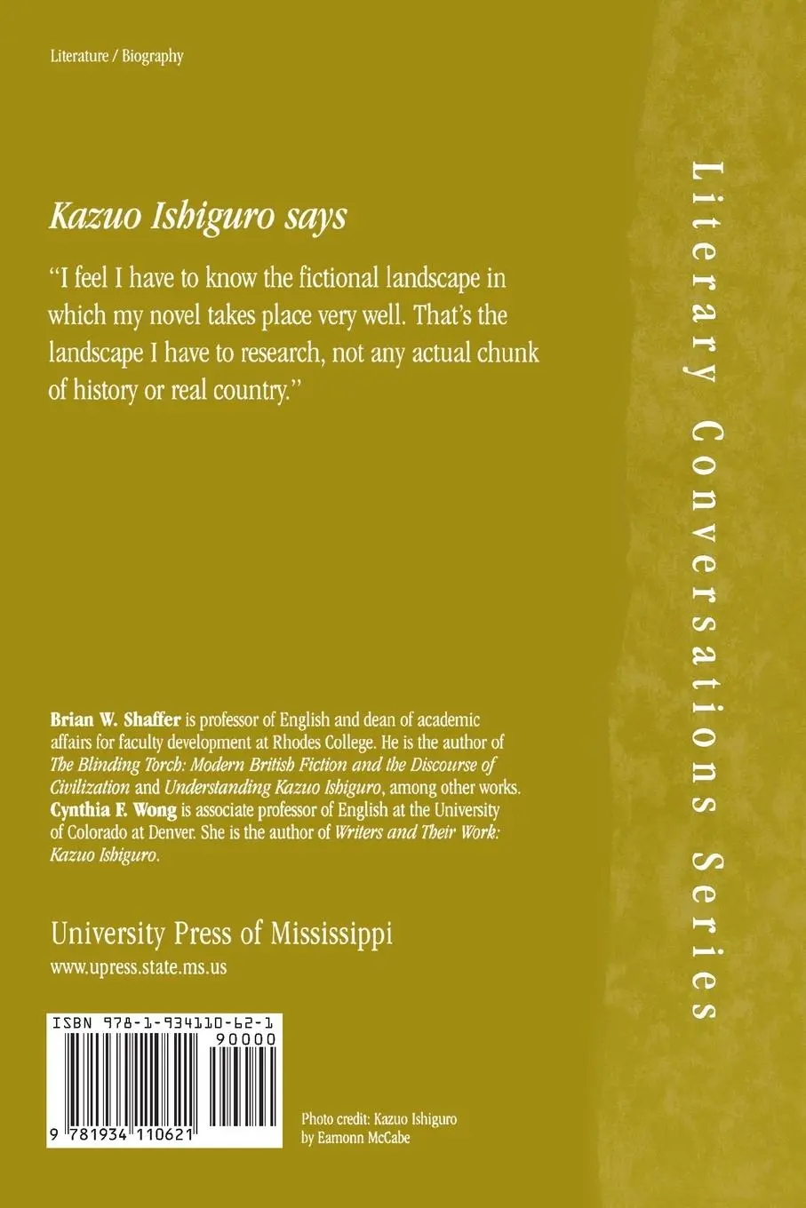 Rückseite: 9781934110621 | Conversations with Kazuo Ishiguro | Brian W. Shaffer (u. a.) | Buch