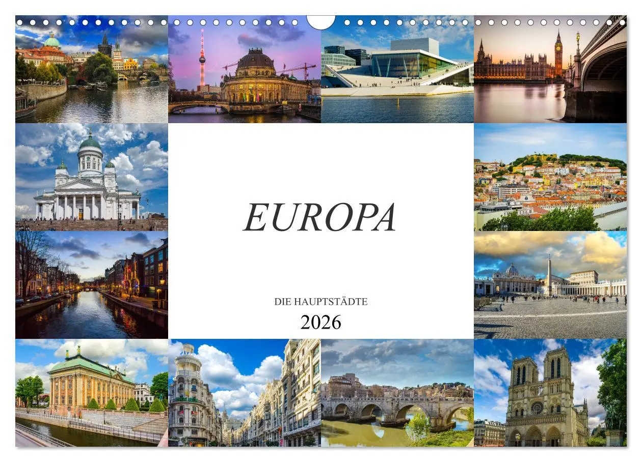 Cover: 9783457800621 | Europa Die Hauptstädte (Wandkalender 2026 DIN A3 quer), CALVENDO...