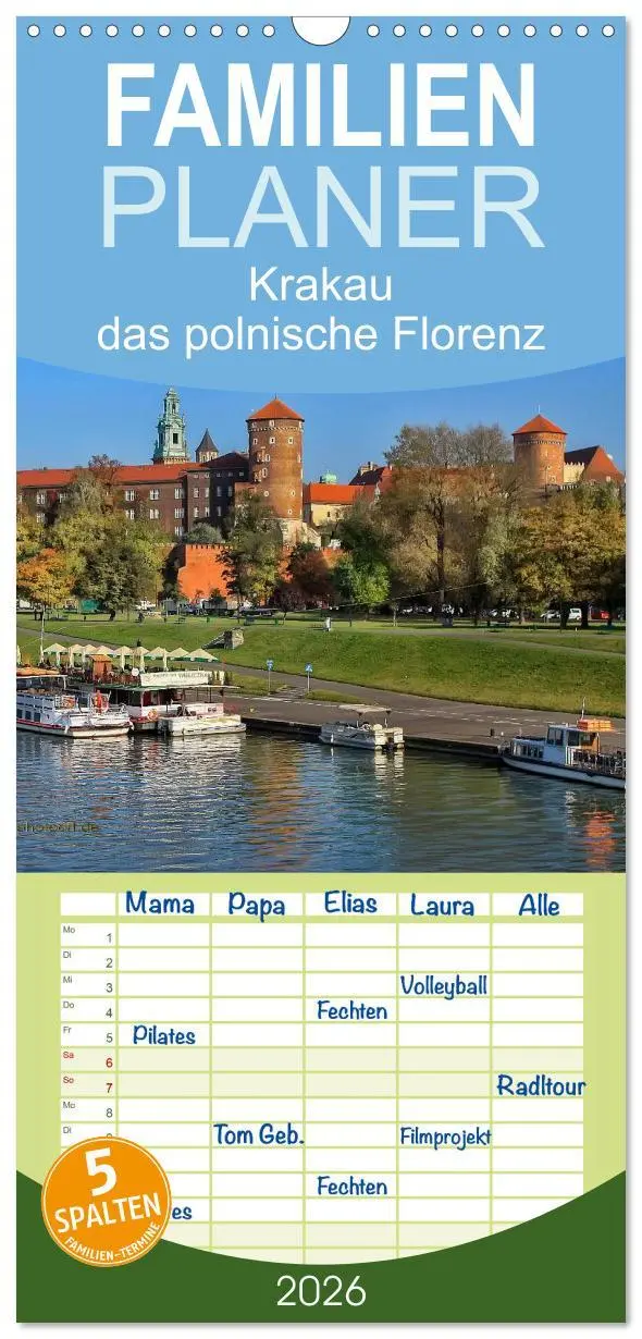 Cover: 9783516510621 | Familienplaner 2026 - Krakau - das polnische Florenz mit 5 Spalten...