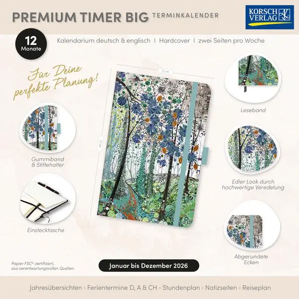 Bild: 9783731890621 | Premium Timer Big "Towards the Clearing" 2026 | Verlag Korsch | Buch