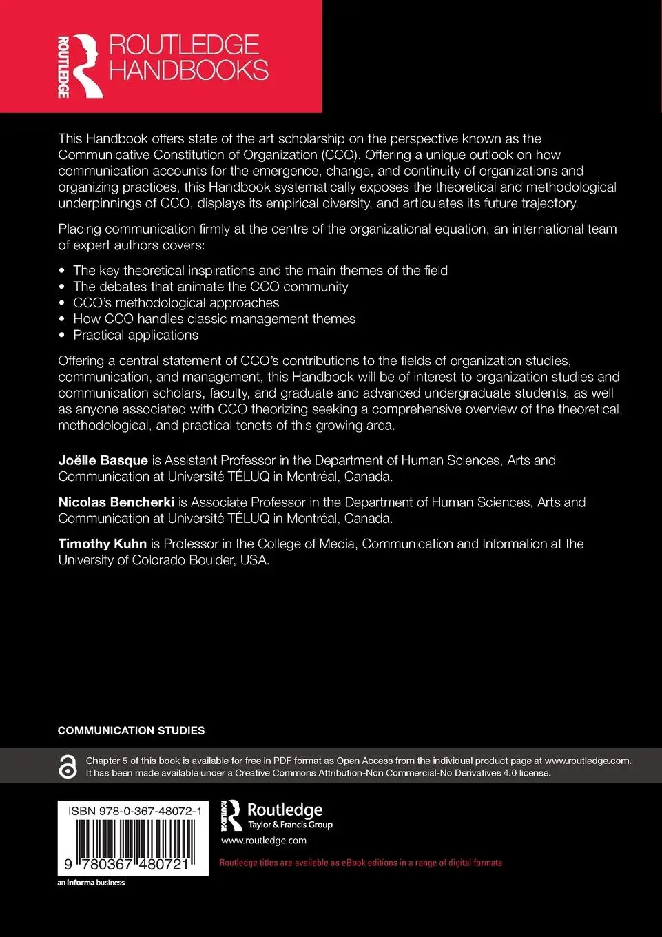 Rückseite: 9780367480721 | The Routledge Handbook of the Communicative Constitution of...
