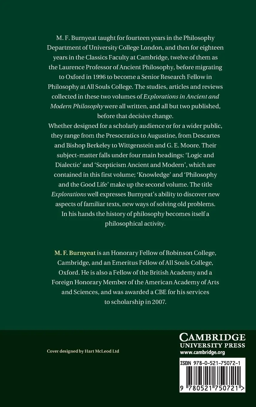 Rückseite: 9780521750721 | Explorations in Ancient and Modern Philosophy | M. F. Burnyeat | Buch