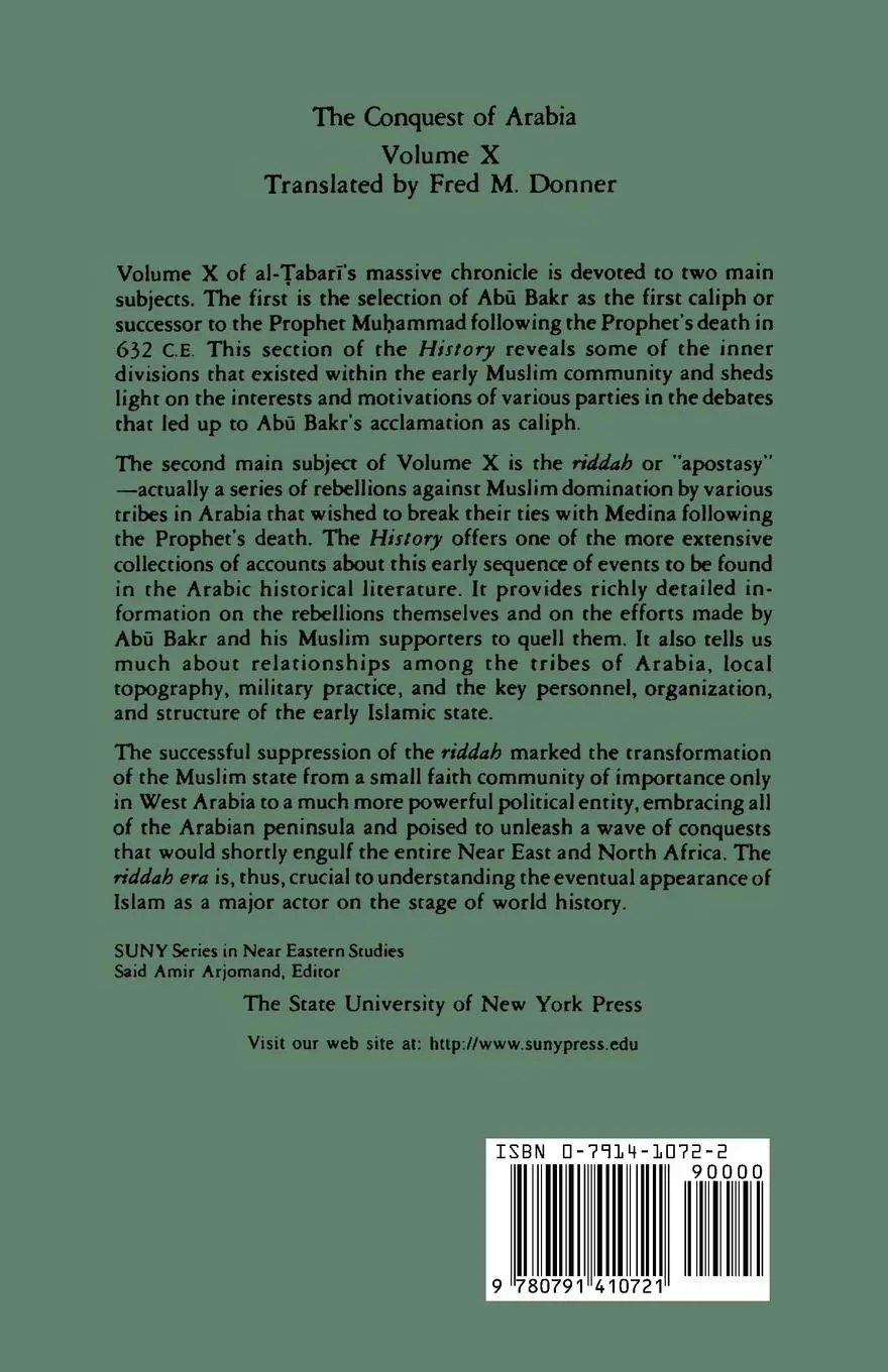 Rückseite: 9780791410721 | The History of al-¿abar¿ Vol. 10 | Taschenbuch | Englisch | 2000