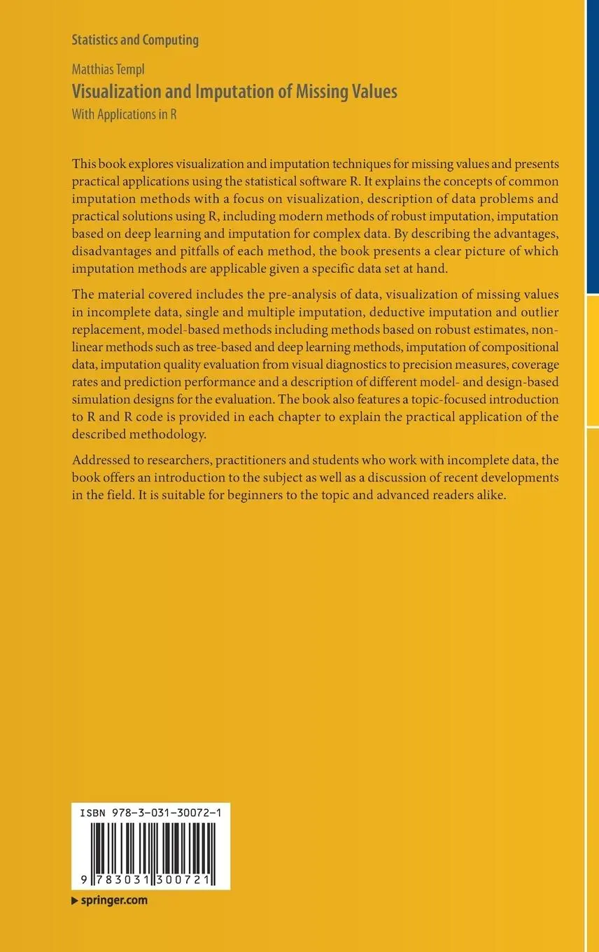 Rückseite: 9783031300721 | Visualization and Imputation of Missing Values | Matthias Templ | Buch