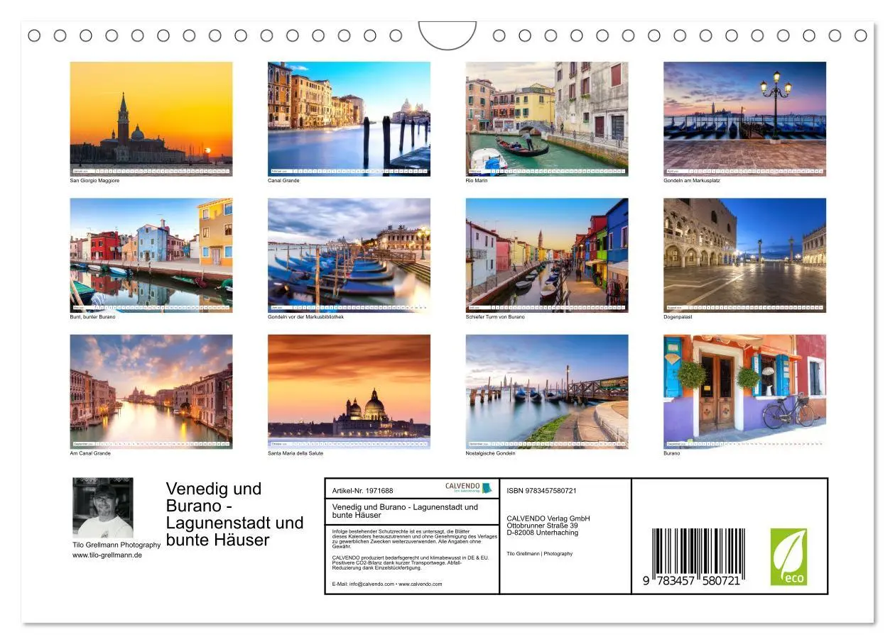 Bild: 9783457580721 | Venedig und Burano - Lagunenstadt und bunte Häuser (Wandkalender...