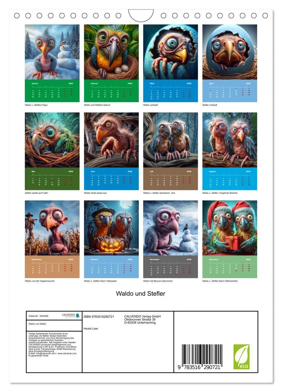Bild: 9783516290721 | Waldo und Stefler (Wandkalender 2026 DIN A4 hoch), CALVENDO...